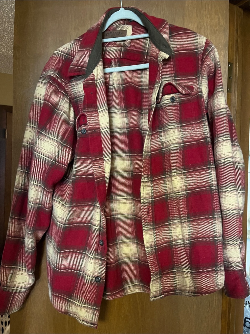 Orvis Red and Brown Plaid Flannel Jacket